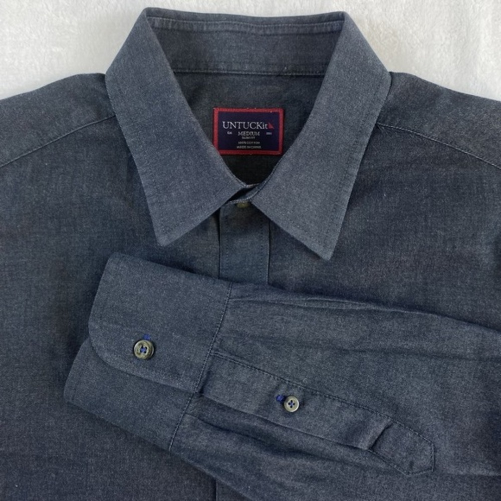 UNUCKit Button Up Shirt Men's Sz M Gray Long Sleeve Casual‎ Slim Fit